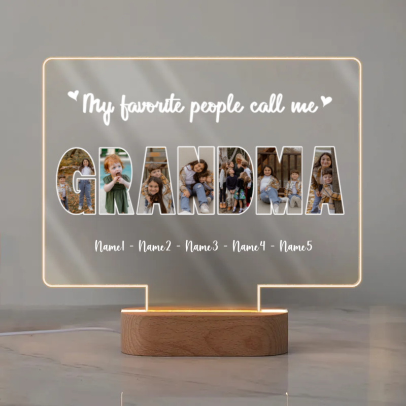 my favorite people call me grandma custom photo night light mothers day gift for great grandma personalized picture gifts for grandma
