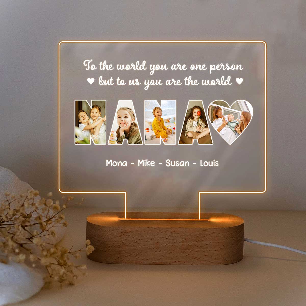 Nana Custom Photo Led Night Light, Christmas Gifts For Nana, Nana
