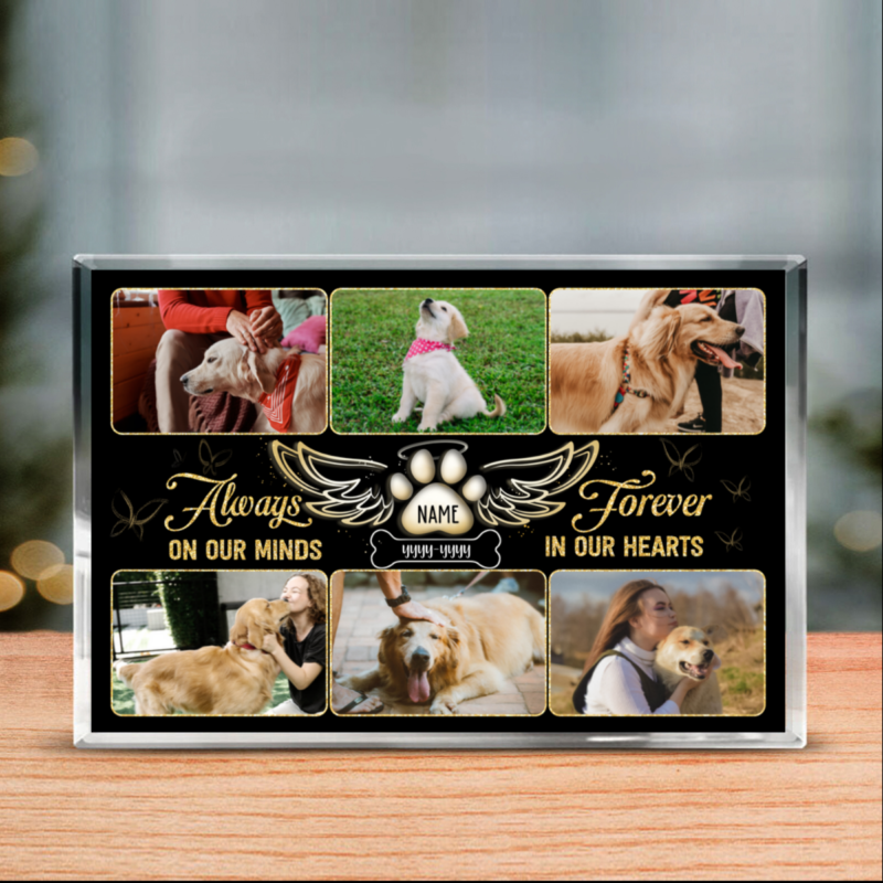 Custom Pet Acrylic Plaque Forever in our Hearts, Personalized Dog Memorial Acrylic Plaque, Pet Loss Gifts