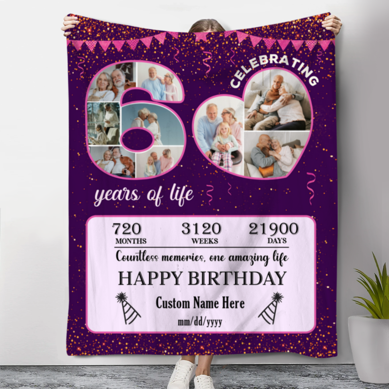 celebrating 60 years of life custom picture collage blanket meaningful 60th birthday gifts personalized gifts for 60th birthday woman