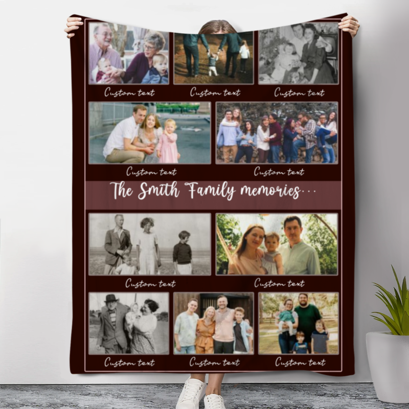 Personalized Family Memories Photo Collage Blanket, Custom Family Memory Blankets with Photos, Custom Family Gifts, Best Gifts For Parents