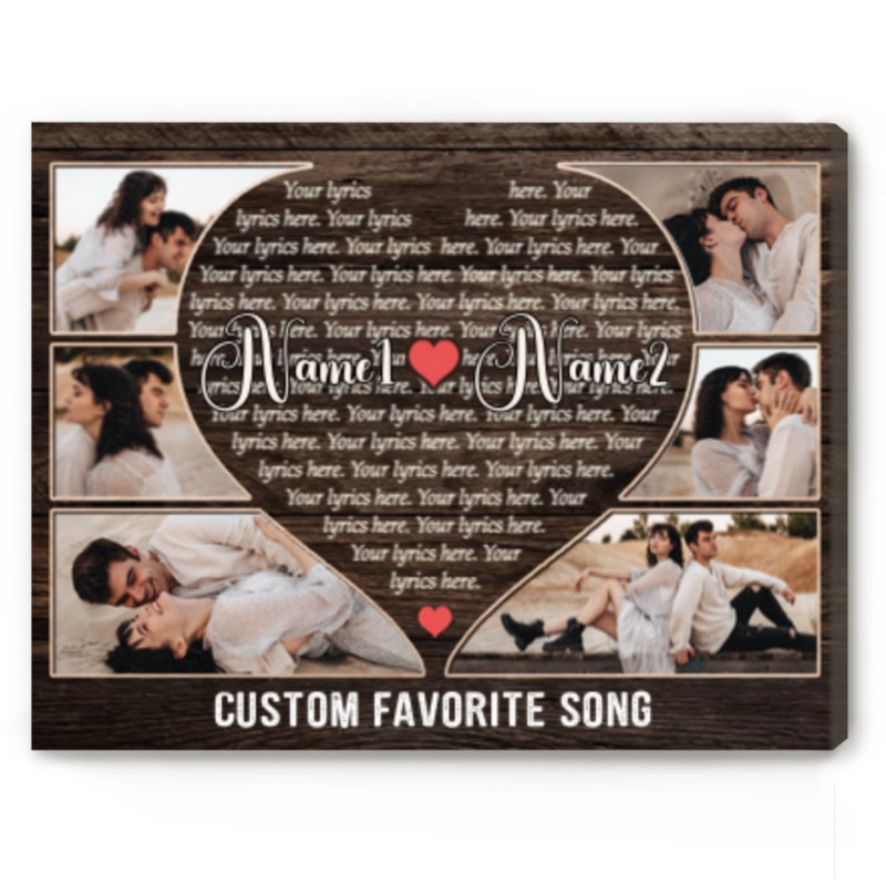 Custom Picture Song Lyrics on Canvas, Wedding Gifts For Him, Anniversary Gifts For Her, Personalized Valentines Gifts For Wife