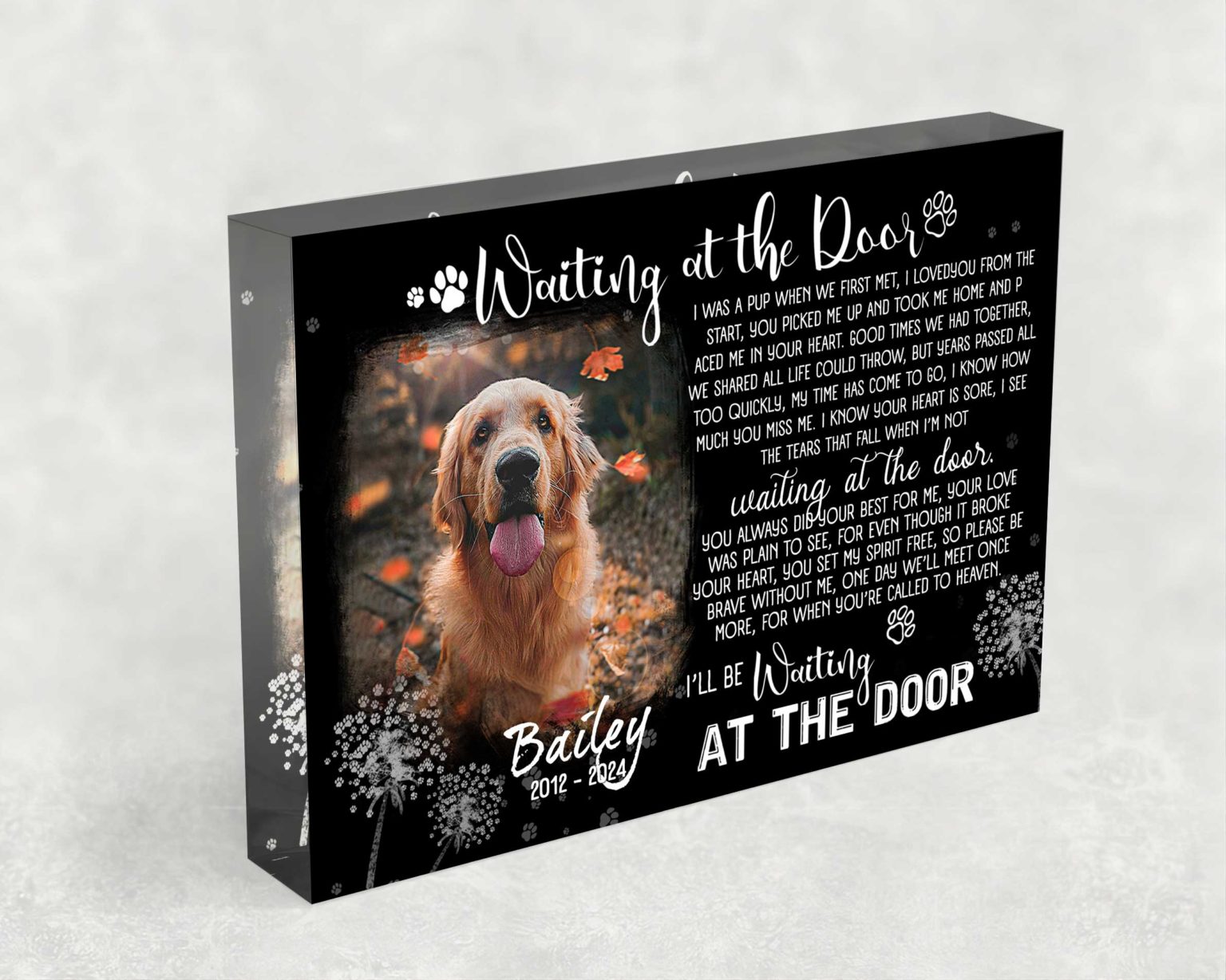 Personalized Memorial Pet Acrylic Plaque - Upload Photo - Memorial Gift Idea For Dog/Cat Lover - Don't Cry For Me Mom I'm Ok