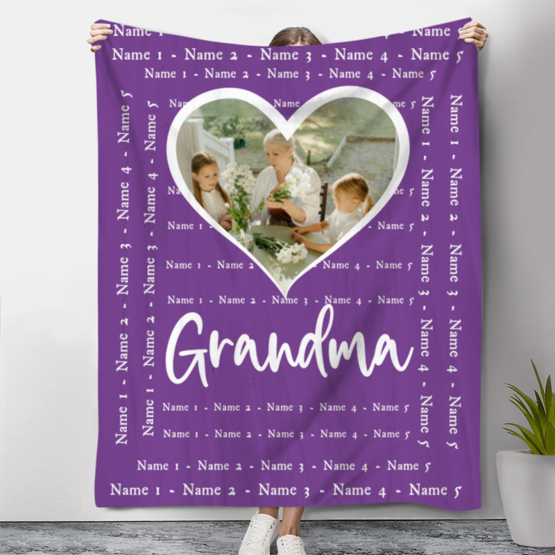 benicee shop custom grandma blanket with grandkids name