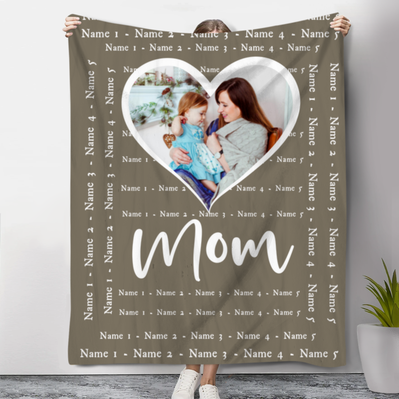 benicee shop custom mom blanket with kids names great mother's day gift idea personalized picture blanket for mom mothers gift idea