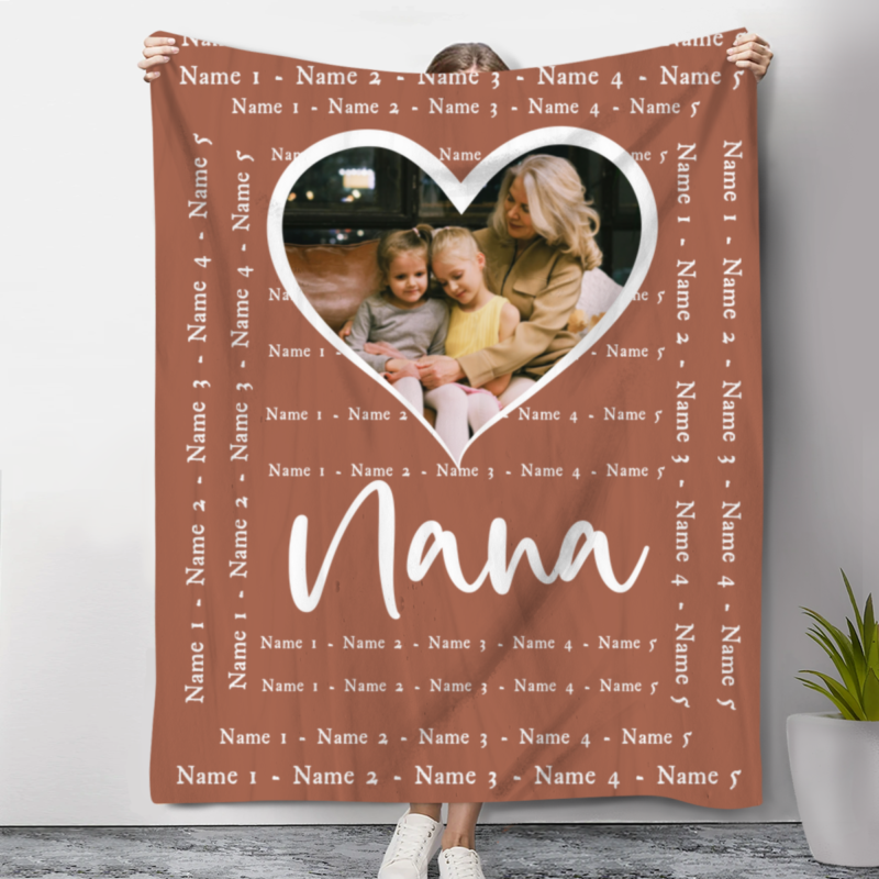 benicee shop custom nana blanket with grandkids names, personalized mother's day gifts for nana, nana blanket with picture, nana birthday gifts