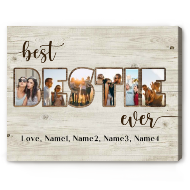 best bestie ever custom picture collage canvas, personalized friendship gifts, bestie canvas, bestie gift ideas, birthday gifts for friends