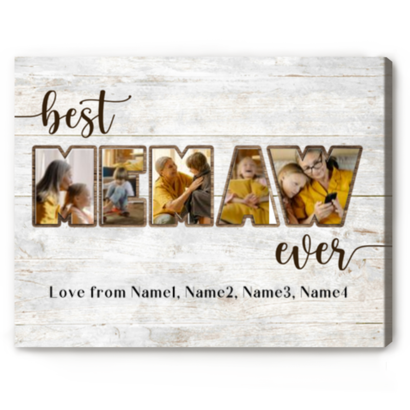 benicee shop custom memaw picture canvas print, mothers day gifts from grandkids, best personalized gift for grandma, memaw gift, grandma canvas