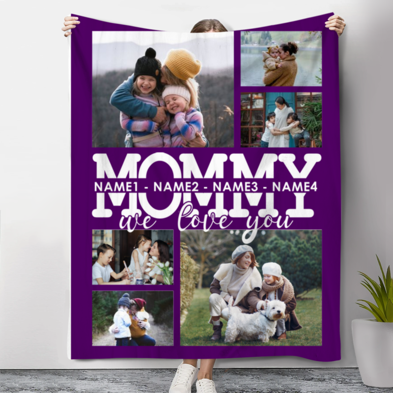 Custom Picture Mommy Collage Blanket, Mother's Day Photo Blanket, Gift For Mommy, Personalized Gift for Mom, Mom Birthday Gift