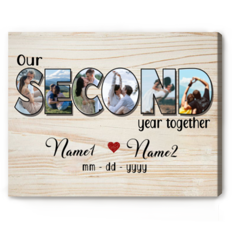 Our Second Year Together Personalized Photo Collage Canvas, 2nd Anniversary Gift For Boyfriend, 2 Year Anniversary Gift For Husband