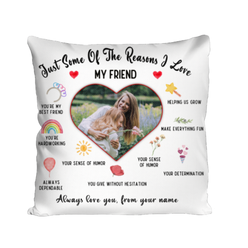 benicee shop reason i love you friends custom photo pillow, best friend personalized gift, best friend pillow, sentimental gifts for friends