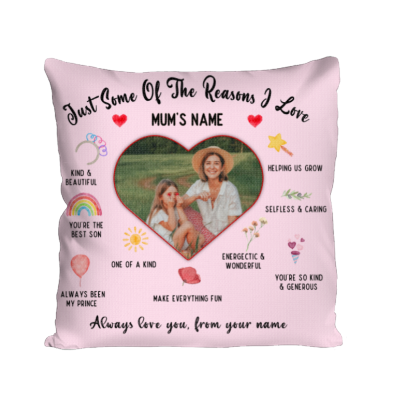 benicee shop reason i love you mum custom photo pillow, mothers day personalized gift, mum sentimental gifts from daughter, mum pillow