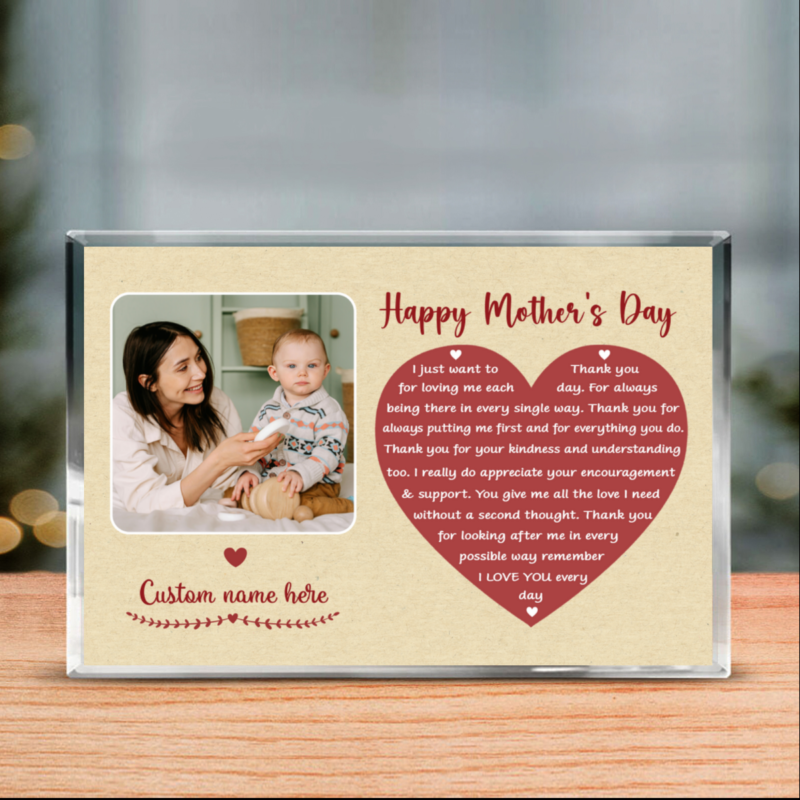 Happy Mothers Day Custom Photo Acrylic Plaque, Mother's Day Gift From Daughter, Mom Personalized Picture Gifts, Mothers Plaque