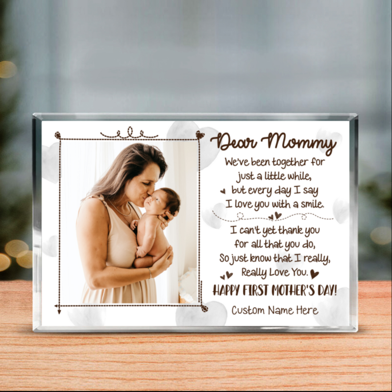 benicee shop happy first mother's day custom photo acrylic plaque, mothers day gifts for first time mom, 1st mothersday gift, dear mommy from baby plaque