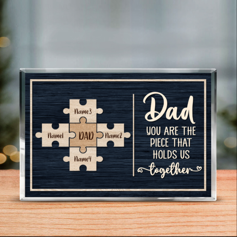 benicee shop dad you are the piece that holds us together custom name acrylic block, fathers day puzzle piece gift, personalized dads gift, dad puzzle plaque