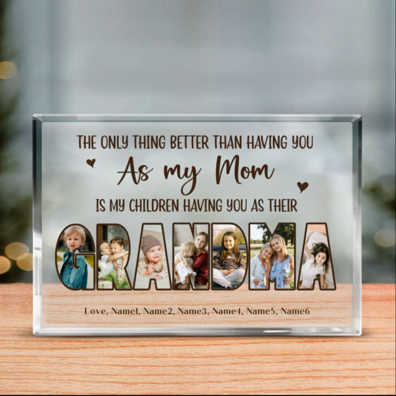 benicee shop custom grandma photo collage acrylic plaque, mothers day gift for new grandma, mom grandma gifts, the only thing better than having you as my mom