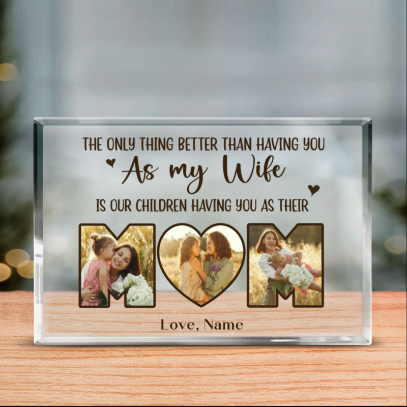 benicee shop custom mom picture acrylic plaque, mother's day gifts for wife, mom personalized gifts from husband, the only thing better than having you as my wife