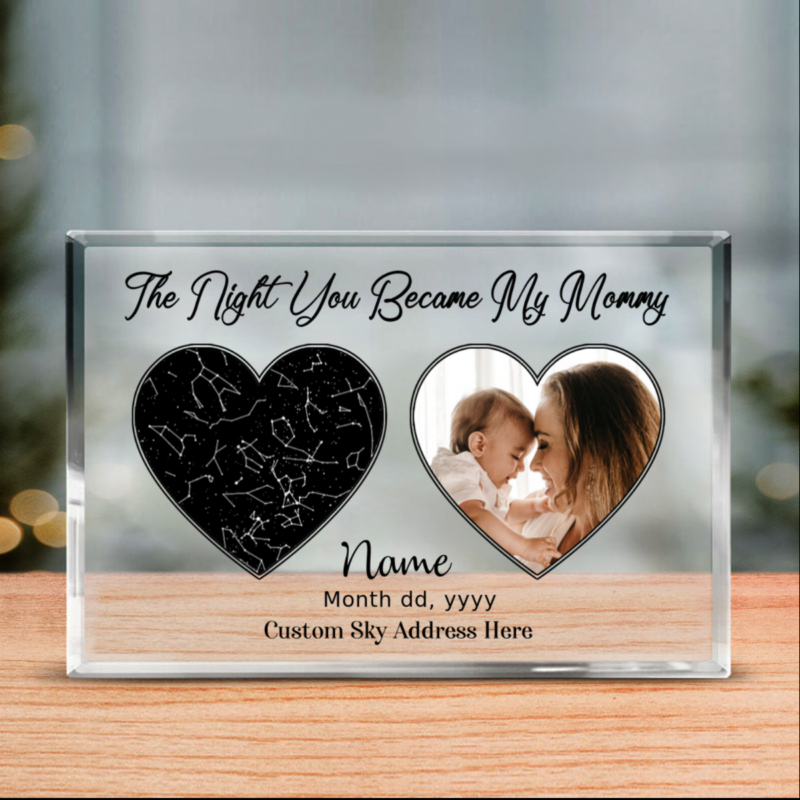 benicee shop the night you became my mommy custom star map photo acrylic plaque, first mothers day gifts from baby, personalized night sky gifts for new mothers