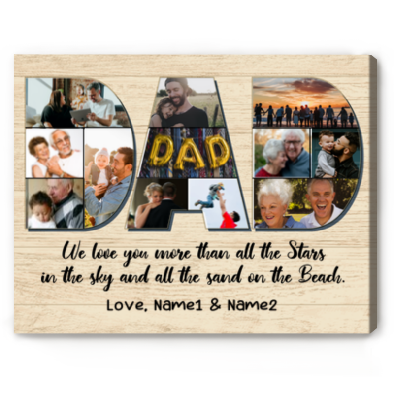 Father's Day Gifts 2024, Fathers Day Picture Collage, Dad Collage Canvas Frame, Personalized Picture Gifts For Dad, Birthday Present For Dad