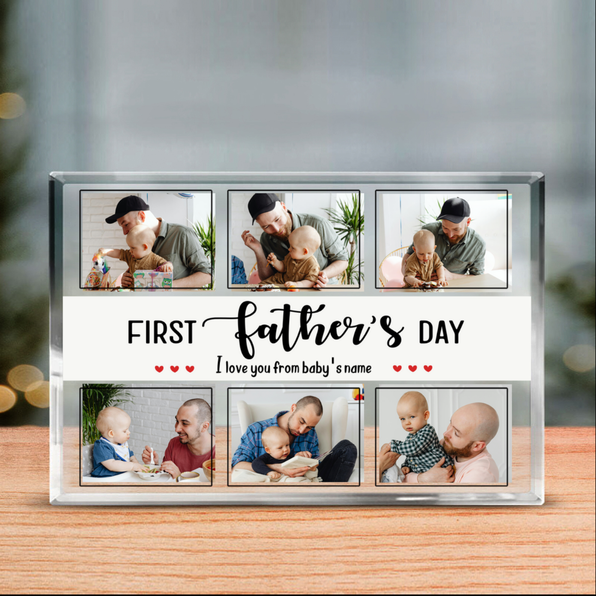 First Father's Day Custom Photo Acrylic Block, First Time Fathers Day