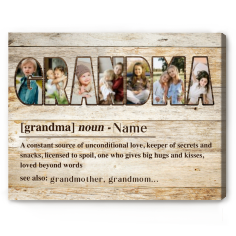 benicee shop grandma definition custom picture collage canvas, personalized mothers day gifts for grandma, grandmom gift idea, grandma canvas with picture