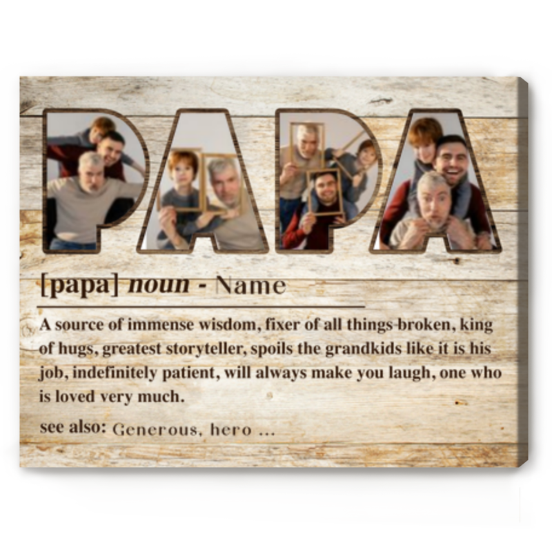 benicee shop papa definition custom picture canvas, father's day gift ideas for papa, personalized gifts for papa from grandkids, papa photo canvas