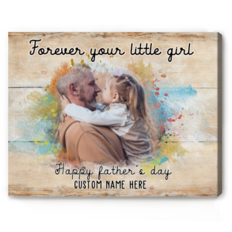 benicee shop father daughter personalized gifts, fathers day gifts from daddy's little girl, forever your little girl custom picture canvas print