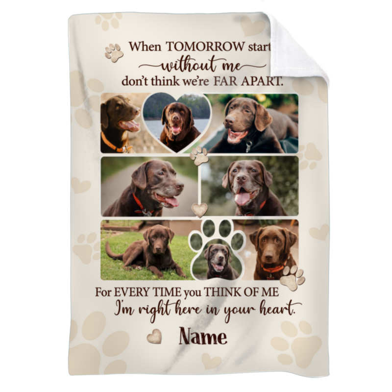 Dog Picture Bedding Blanket With Text, Customized Name Photo Blanket Collage, Memorial Pet Face Loss Keepsake Gift For Dog Lovers