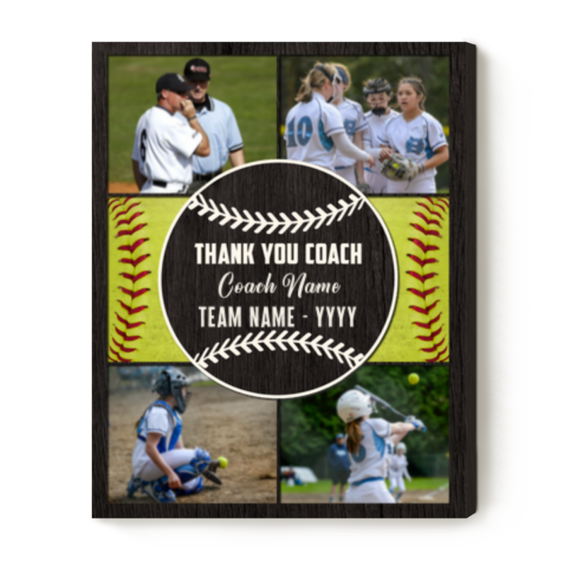 benicee shop softball coach appreciation custom photo canvas, coaches gifts softball gift, thank you coach softball team gift, best coach gift end of season