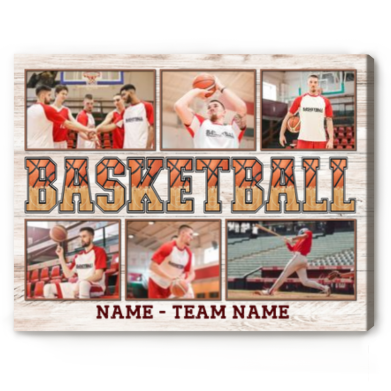 benicee shop custom senior basketball collage gift, personalized basketball gifts for him, good gifts for basketball players, basketball picture canvas