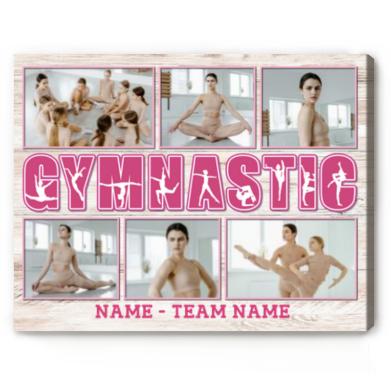 benicee shop personalized senior gymnastic collage gift, custom gymnastic photo canvas, gymnastics gift ideas, gymnastics team gift, best gifts for gymnasts