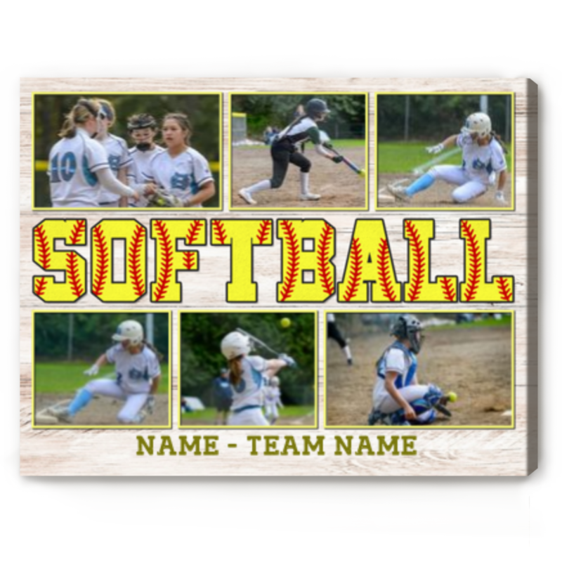 benicee shop custom softball sport photo collage canvas, personalized softball gifts, softball players gifts, senior softball gift, softball lovers team gift