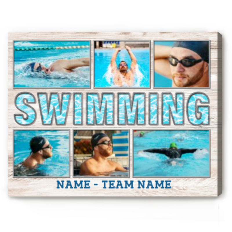 benicee shop custom swimming photo collage canvas, senior swimmer gifts, personalized gift for swimmer, swim team gifts, swimming present ideas