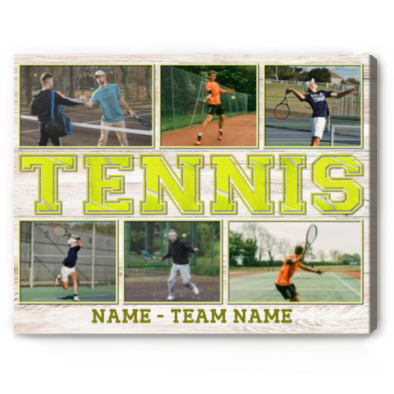 benicee shop custom tennis picture collage canvas print, tennis senior gifts, personalized tennis gifts for him for her, gifts for tennis players