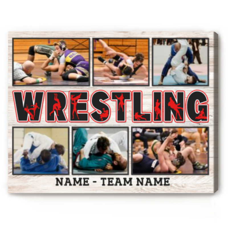 benicee shop custom wrestling picture collage canvas print, personalized wrestling senior night gift ideas, best gifts for wrestlers, wrestling gifts