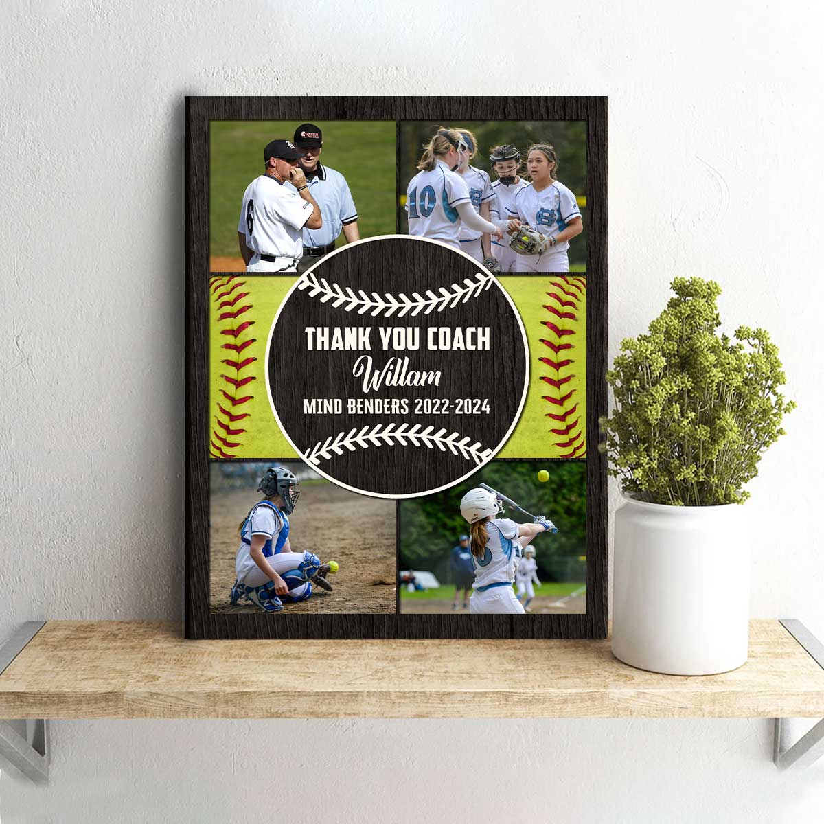 Softball Coach Appreciation Custom Photo Canvas, Coaches Gifts