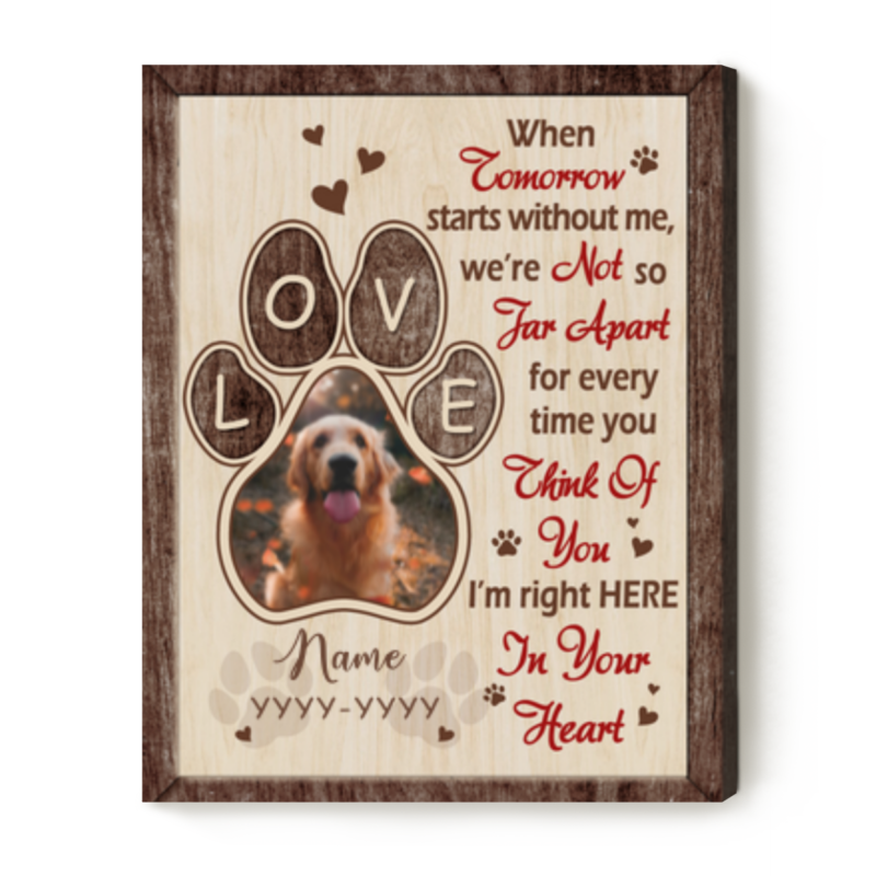 Personalized Dog Memorial Picture Frame Canvas, Pet Loss Sign, Pet Remembrance Gift Dog, Bereavement Gifts For Loss Of Pet