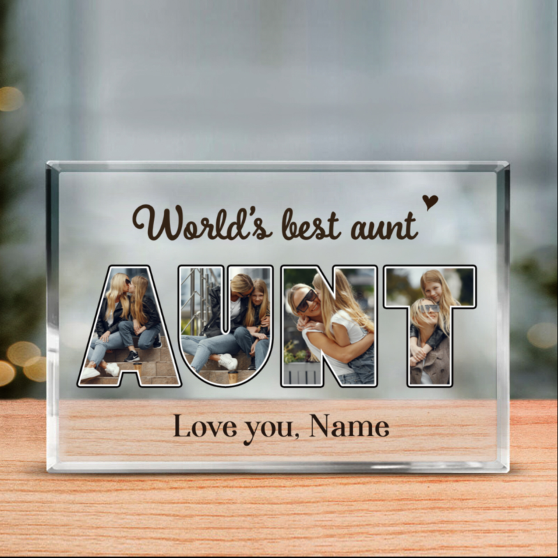 benicee shop world's bets aunt custom photo acrylic plaque, mother's day gift for aunt, personalised aunt gift from niece nephew, auntie photo gift