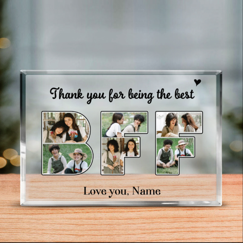 benicee shop custom bff picture collage acrylic plaque, best fiends forever gift, friends birthday gift, best friend personalized gift, bestfriend acrylic block