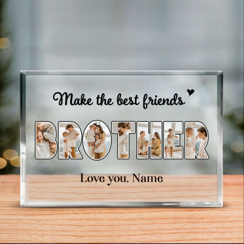 benicee shop brother custom picture acrylic plaque, personalized gift for brother, best brother gift, brother birthday gifts