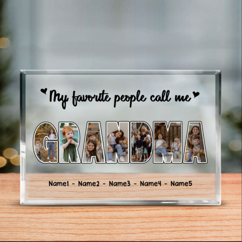 benicee shop my favorite people call me grandma custom photo acrylic plaque, mothers day gift for grandma, grandma personalized gift, best grandmother gift