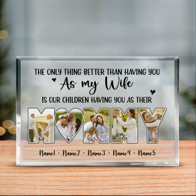 benicee shop mommy custom photo acrylic plaque, personalized gifts for wife for mothers day, wife gifts from husband, mommy collage gifts