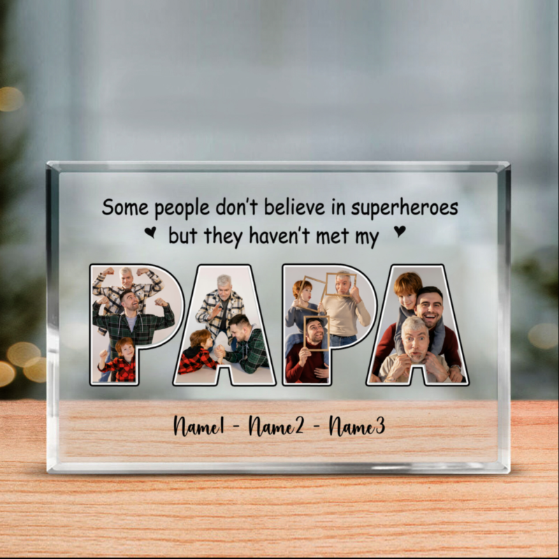 benicee shop papa custom photo acrylic plaque, father's day gift for papa, best gift for papa birthday, grandfather gift, papa gift personalized