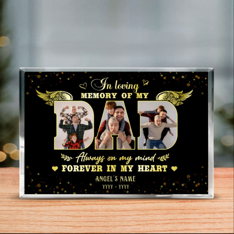benicee shop in loving memory of dad custom photo acrylic block, memorial fathers day gift, dad remembrance gift, memorial plaque for dad