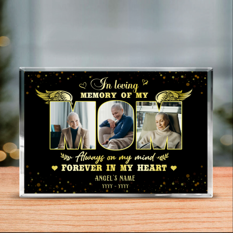 benicee shop in loving memory of mom custom photo acrylic block, bereavement gifts for loss of mother, loss of mom gift, memorial plaque for mother