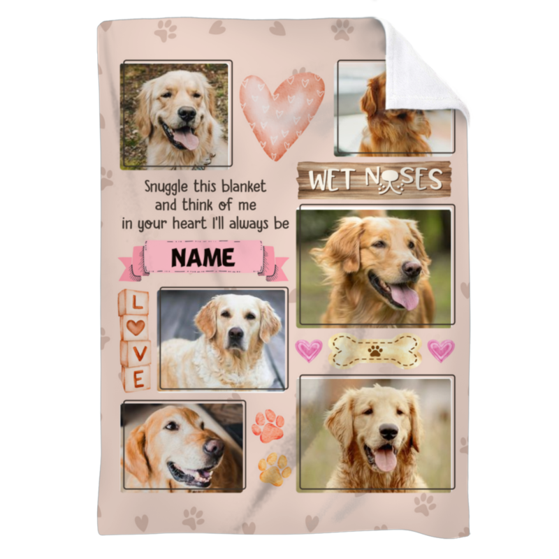 Dog Cat Photo Bedding Blanket With Text, Custom Photo Blanket Collage, Pet Keepsake Gift, Dog Loss Memory Gift