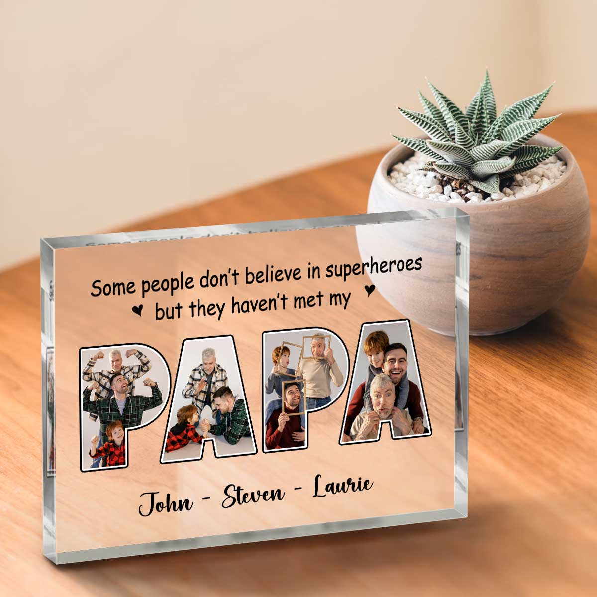 Papa Custom Photo Acrylic Plaque, Father’s Day Gift For Papa, Best