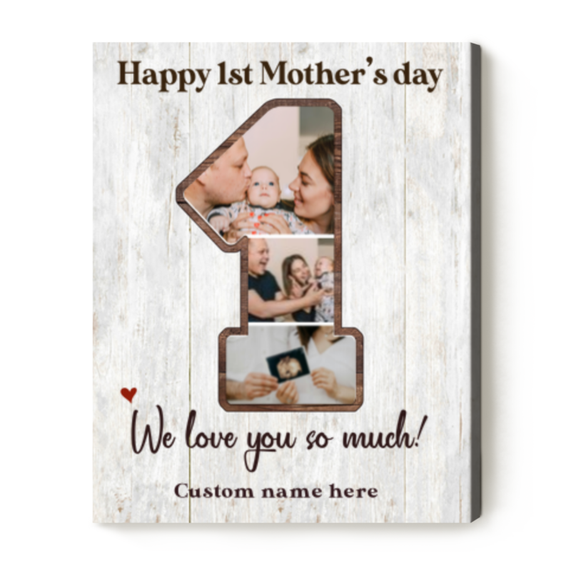 first mothers day gifts from husband and baby, happy 1st mother's day custom photo canvas, first time mother gifts personalized
