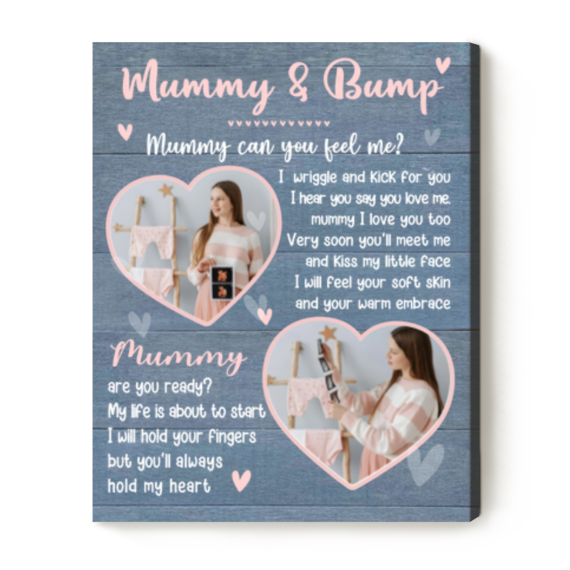 mother's day pregnancy gift for mom to be, mummy and bump custom photo canvas, personalized ultrasound photo print, gifts for expecting mom from bump