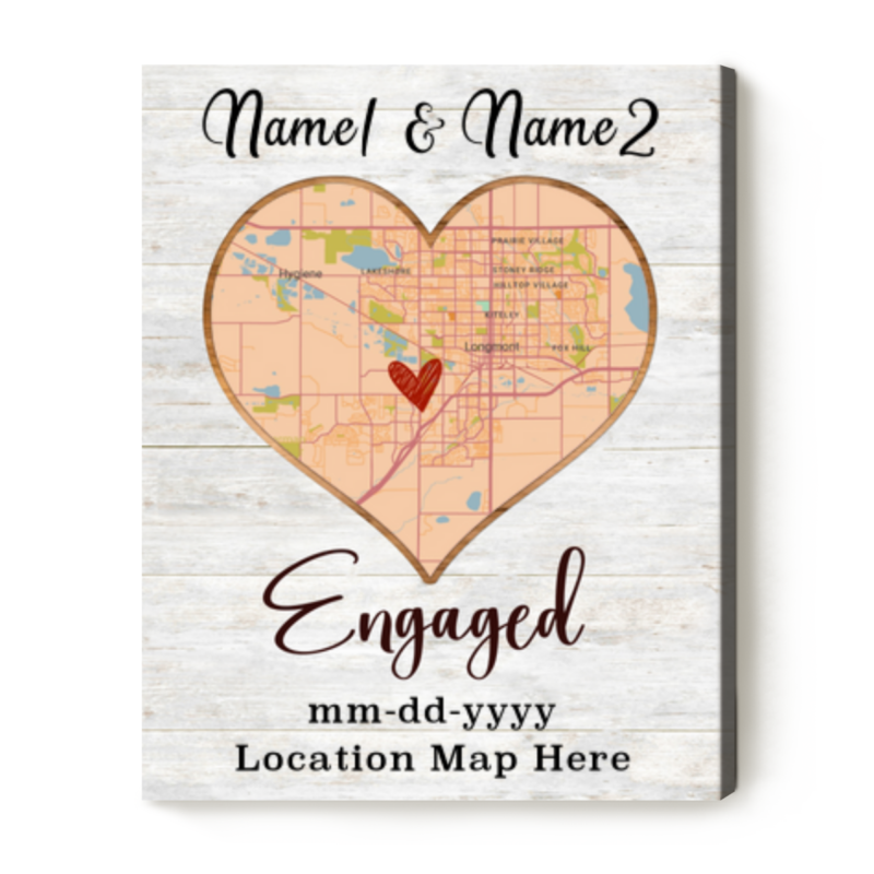 benicee shop engagement custom heart coordinates map print, personalized engagement presents, engagement present for him for her, engagement map gift